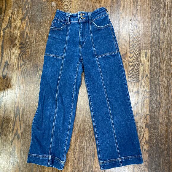 Anthropologie Pilcro Jeans Size 25 The Skipper Seamed High-Rise Crop Wide-Leg - Picture 2 of 12